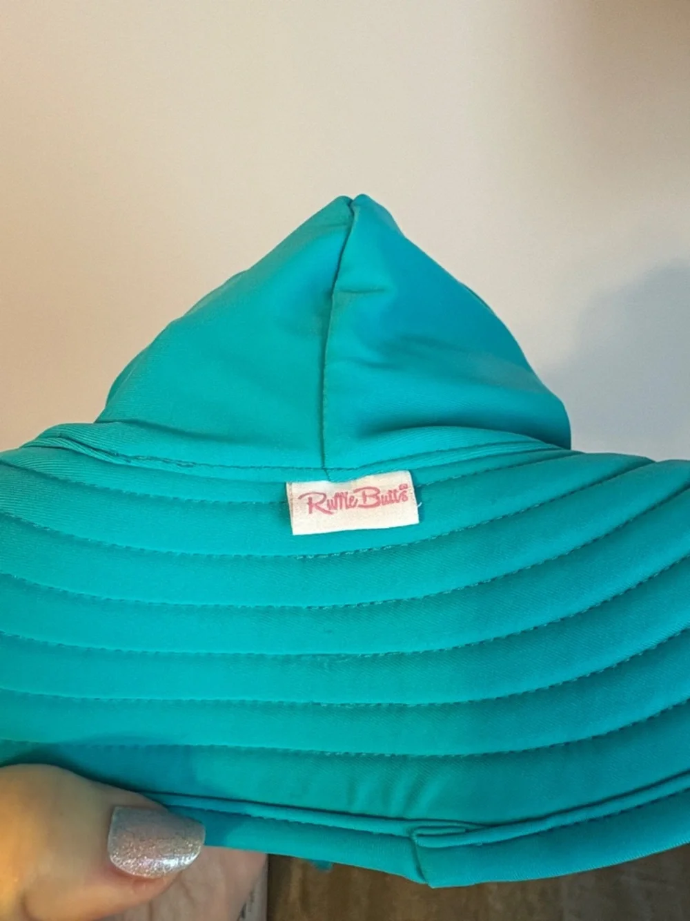 Ruffle Butts Swim Hat in Teal Ribbed Wide Brim size 0-12 Months